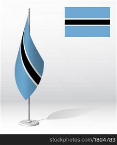 flag of BOTSWANA on flagpole for registration of solemn event, meeting foreign guests. National independence day of BOTSWANA. Realistic 3D vector on white