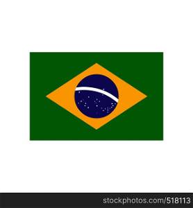 Flag of Brazil icon in flat style isolated on white background. Flag of Brazil icon, flat style