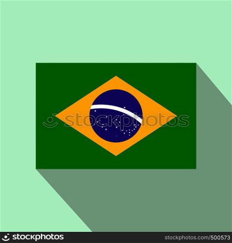 Flag of Brazil icon in flat style on a light blue background . Flag of Brazil icon, flat style