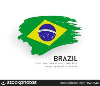 Flag of Brazil vector brush stroke design isolated on white background, illustration
