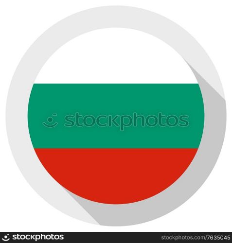 Flag of Bulgaria, Round shape icon on white background, vector illustration