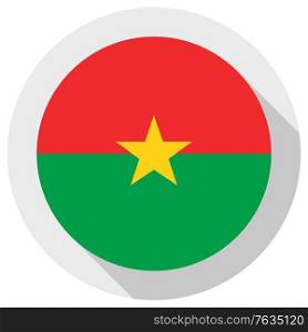 Flag of Burkina Faso, Round shape icon on white background, vector illustration