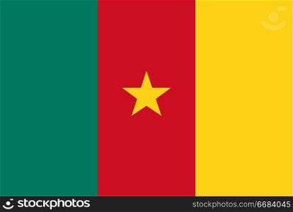 Flag of Cameroon. Rectangular shape icon on white background, vector illustration.. Flag rectangular shape, rectangular shape icon on white background