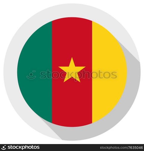 Flag of Cameroon, Round shape icon on white background, vector illustration