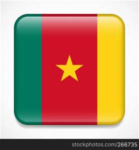 Flag of Cameroon. Square glossy badge