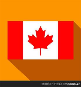 Flag of Canada icon in flat style on a yellow background . Flag of Canada icon, flat style