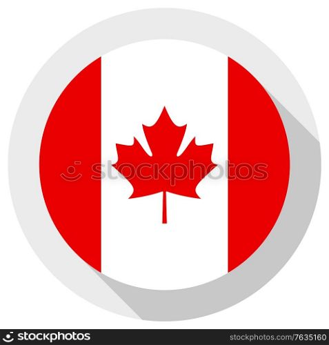 Flag of Canada, round shape icon on white background, vector illustration