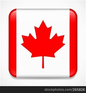 Flag of Canada. Square glossy badge