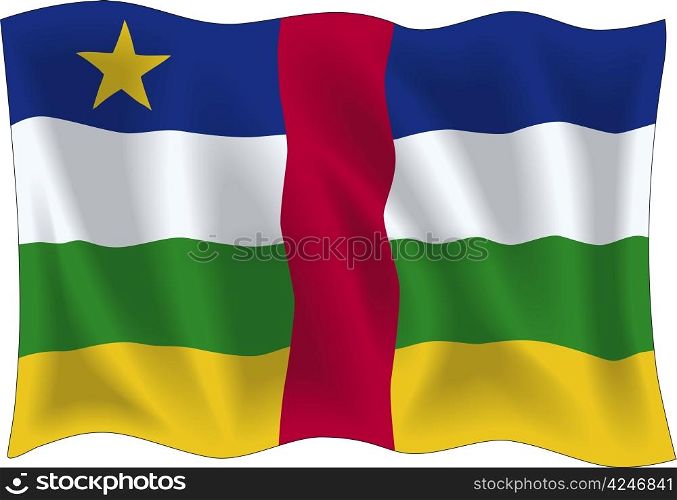 Flag of Central African Republic isolated on white background