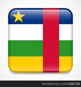 Flag of Central African Republic. Square glossy badge