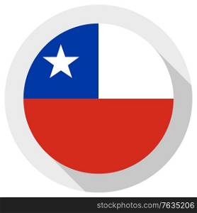 Flag of chile, Round shape icon on white background, vector illustration