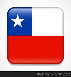Flag of Chile. Square glossy badge