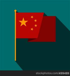 Flag of China icon in flat style on a blue background. Flag of China icon, flat style