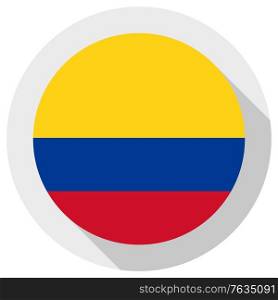 Flag of Colombia, Round shape icon on white background, vector illustration