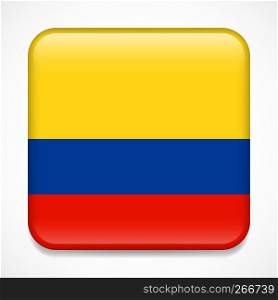 Flag of Colombia. Square glossy badge