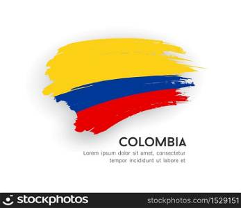 Flag of Colombia vector brush stroke design isolated on white background, illustration