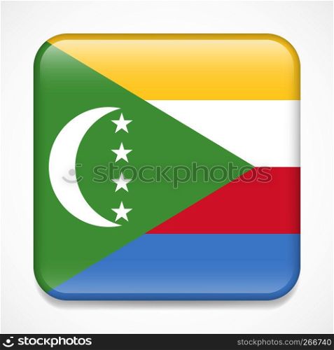 Flag of Comoros. Square glossy badge