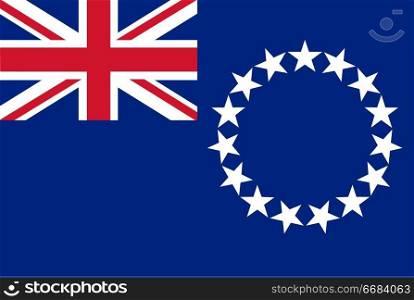 Flag of Cook islands. Rectangular shape icon on white background, vector illustration.. Flag rectangular shape, rectangular shape icon on white background
