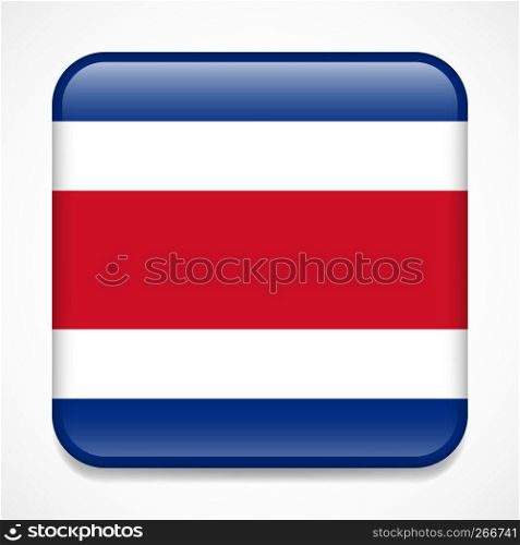 Flag of Costa Rica. Square glossy badge