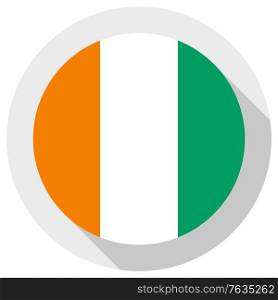 Flag of Cote Divoire, Round shape icon on white background, vector illustration