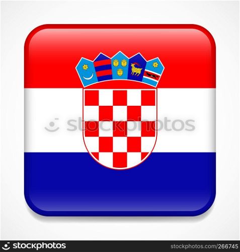 Flag of Croatia. Square glossy badge
