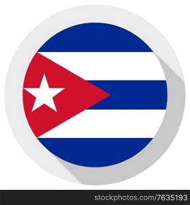 Flag of Cuba, Round shape icon on white background, vector illustration