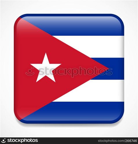 Flag of Cuba. Square glossy badge