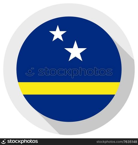 Flag of Curacao, Round shape icon on white background, vector illustration