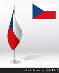flag of CZECH on flagpole for registration of solemn event, meeting foreign guests. National independence day of CZECH. Realistic 3D vector on white