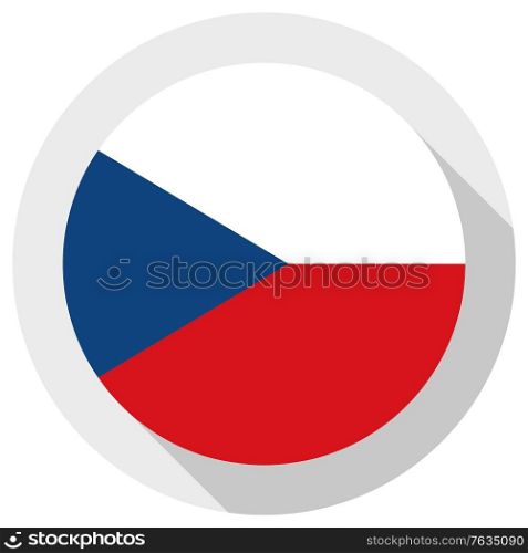 Flag of Czech Republic, Round shape icon on white background, vector illustration