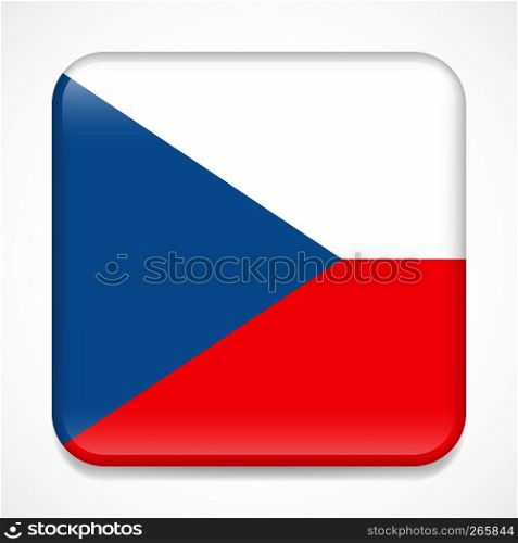 Flag of Czech Republic. Square glossy badge