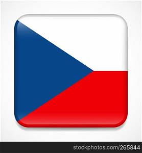 Flag of Czech Republic. Square glossy badge