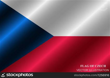 Flag of Czech Republic with folds. Happy Czech day background. Bright button with flag. Vector.. Flag of Czech Republic with folds. Happy Czech day background. Bright button with flag.