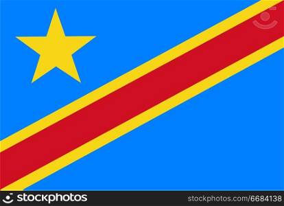 Flag of D. R. Congo new. Rectangular shape icon on white background, vector illustration.. Flag rectangular shape, rectangular shape icon on white background