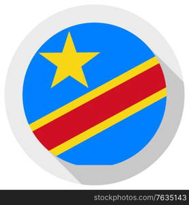 Flag of D. R. Congo (new), Round shape icon on white background, vector illustration