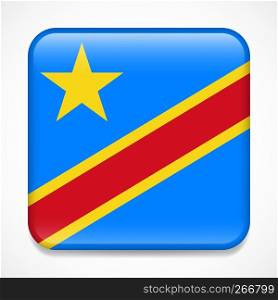 Flag of Democratic Republic of the Congo. Square glossy badge
