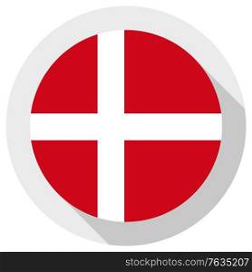 Flag of Denmark, Round shape icon on white background, vector illustration