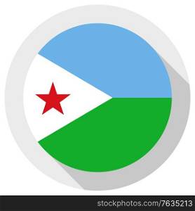 Flag of Djibouti, Round shape icon on white background, vector illustration