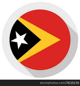 Flag of East Timor, Round shape icon on white background, vector illustration