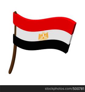 Flag of Egypt icon in cartoon style on a white background. Flag of Egypt icon, cartoon style