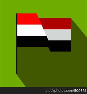 Flag of Egypt icon in flat style on a green background . Flag of Egypt icon, flat style