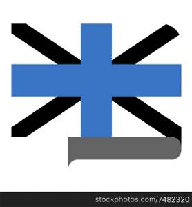 Flag of Estonia Naval Jack horizontal shape, pointer for world map. Flag horizontal shape, pointer for world map