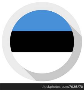 Flag of Estonia, Round shape icon on white background, vector illustration