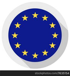 Flag of European union, round shape icon on white background, vector illustration