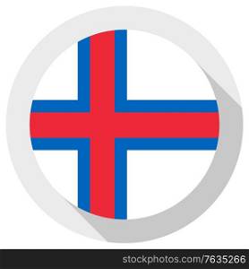 Flag of Faroe Island, Round shape icon on white background, vector illustration