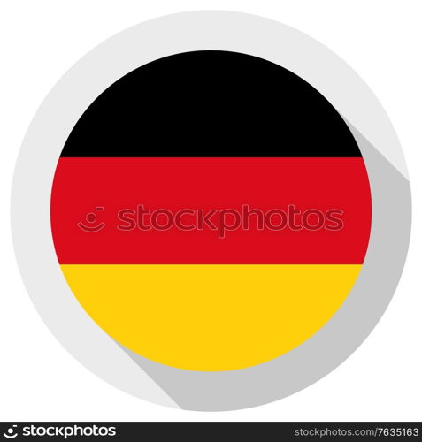 Flag of Federal Republic of Germany, round shape icon on white background, vector illustration
