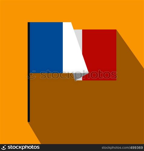Flag of France icon in flat style on yellow background. Flag of France icon, flat style
