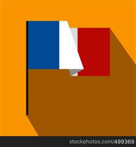 Flag of France icon in flat style on yellow background. Flag of France icon, flat style