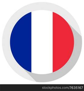 Flag of France, round shape icon on white background, vector illustration