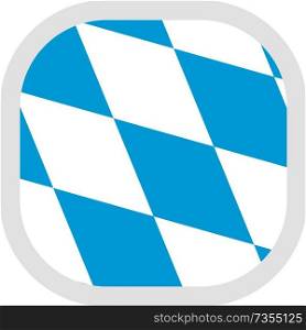 Flag of Free State of Bavaria. Rounded square icon on white background, vector illustration.. Icon square shape with Flag on white background